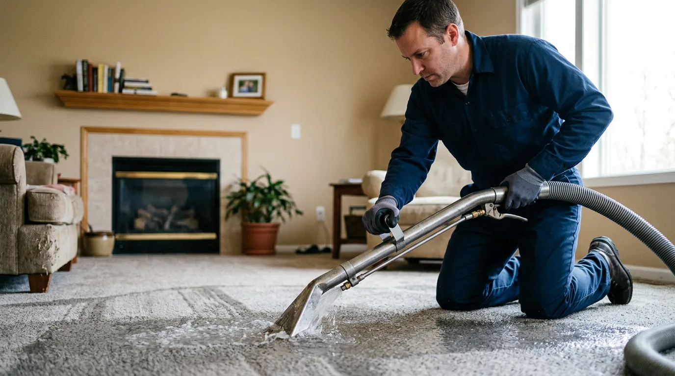 Water damage restoration technician working near Leesburg, TX